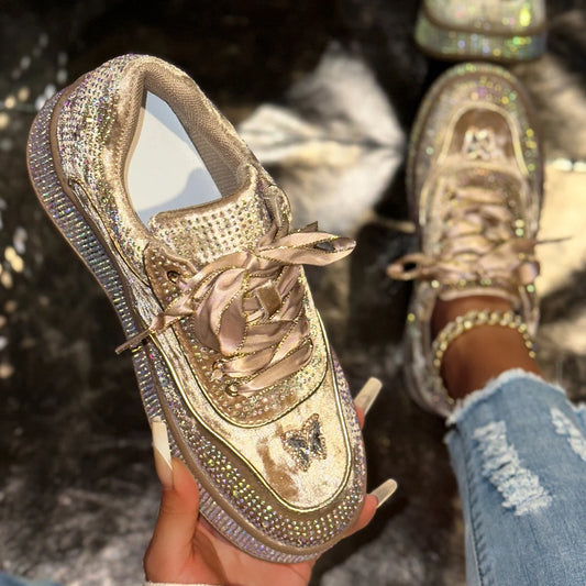 Women’s Luxury Platform Sneakers – Stylish Rhinestone Designer Shoes