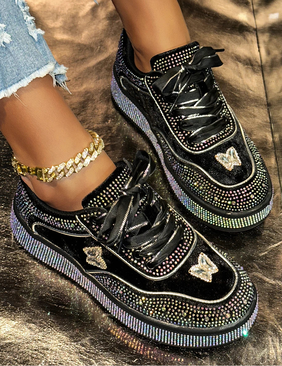 Women’s Luxury Platform Sneakers – Stylish Rhinestone Designer Shoes