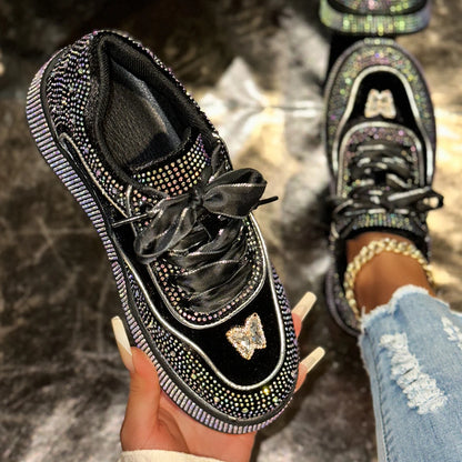 Women’s Luxury Platform Sneakers – Stylish Rhinestone Designer Shoes